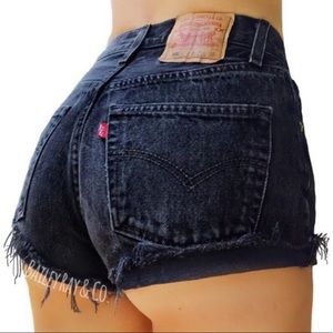 Levi’s high waisted black denim shorts